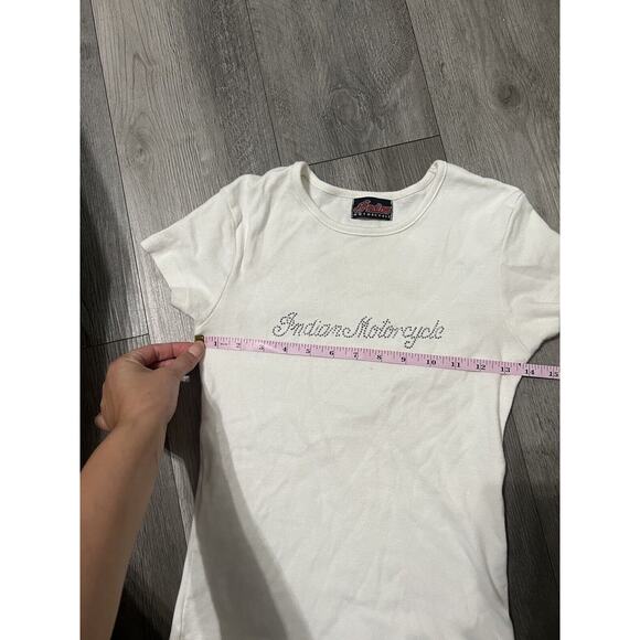 Women's Indian Motorcycle Y2K Ribbed T-Shirt Sequins Detail- Medium - Picture 2 of 5